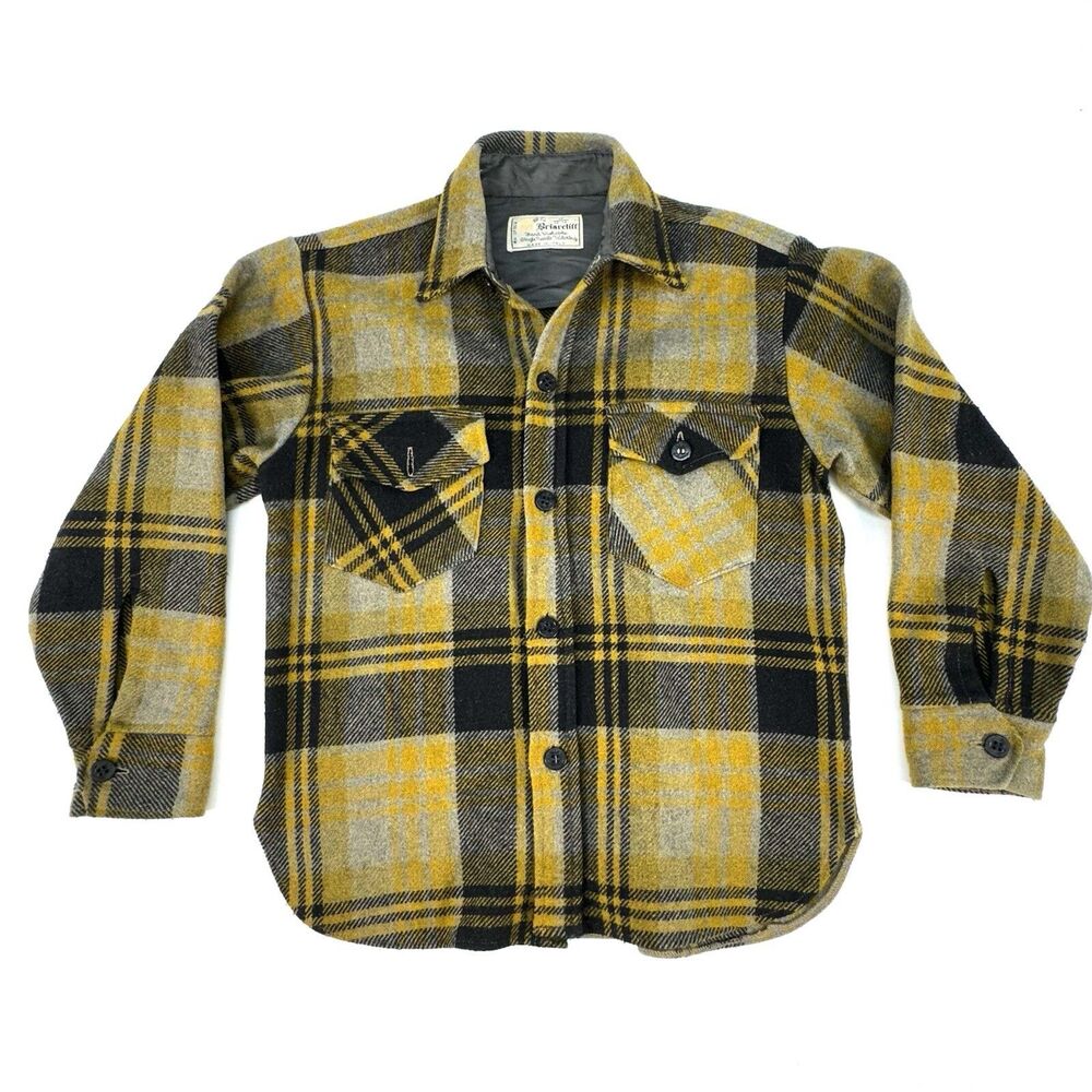 Briarcliff CPO Wool Flannel Shirt Jacket Womans XS Youth 12-14 Button Up Italy